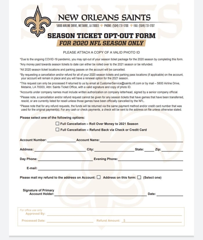 New Orleans Saints Opt-Out Form